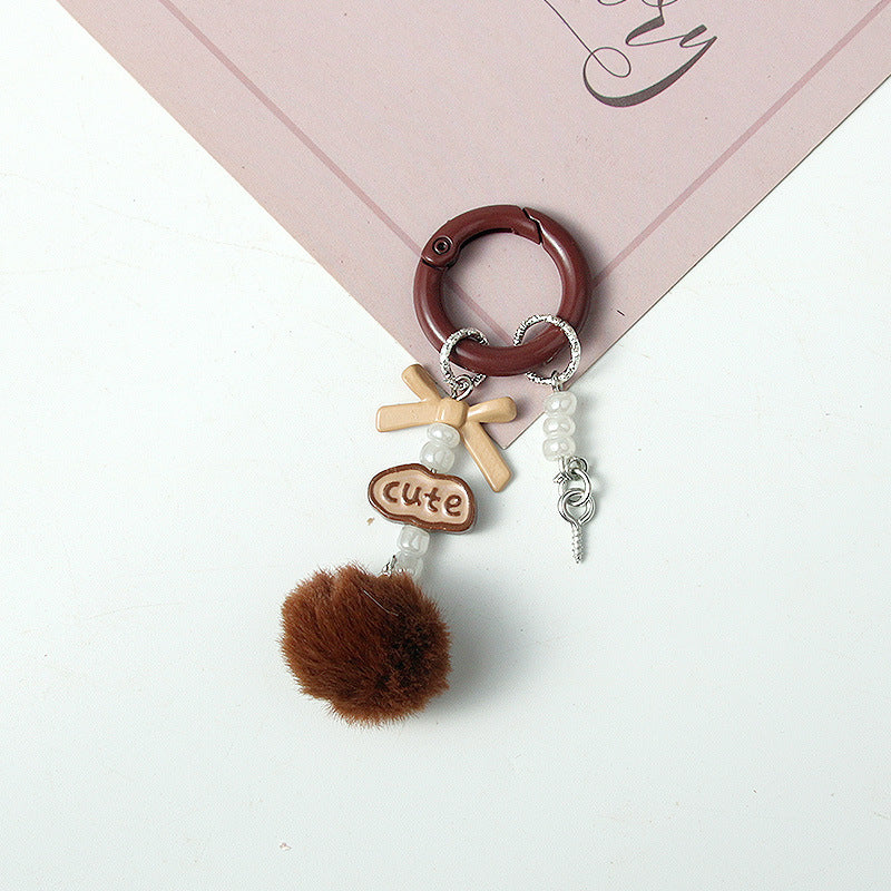 Wholesale Handmade DIY hair ball letter blind box cute beaded keychain